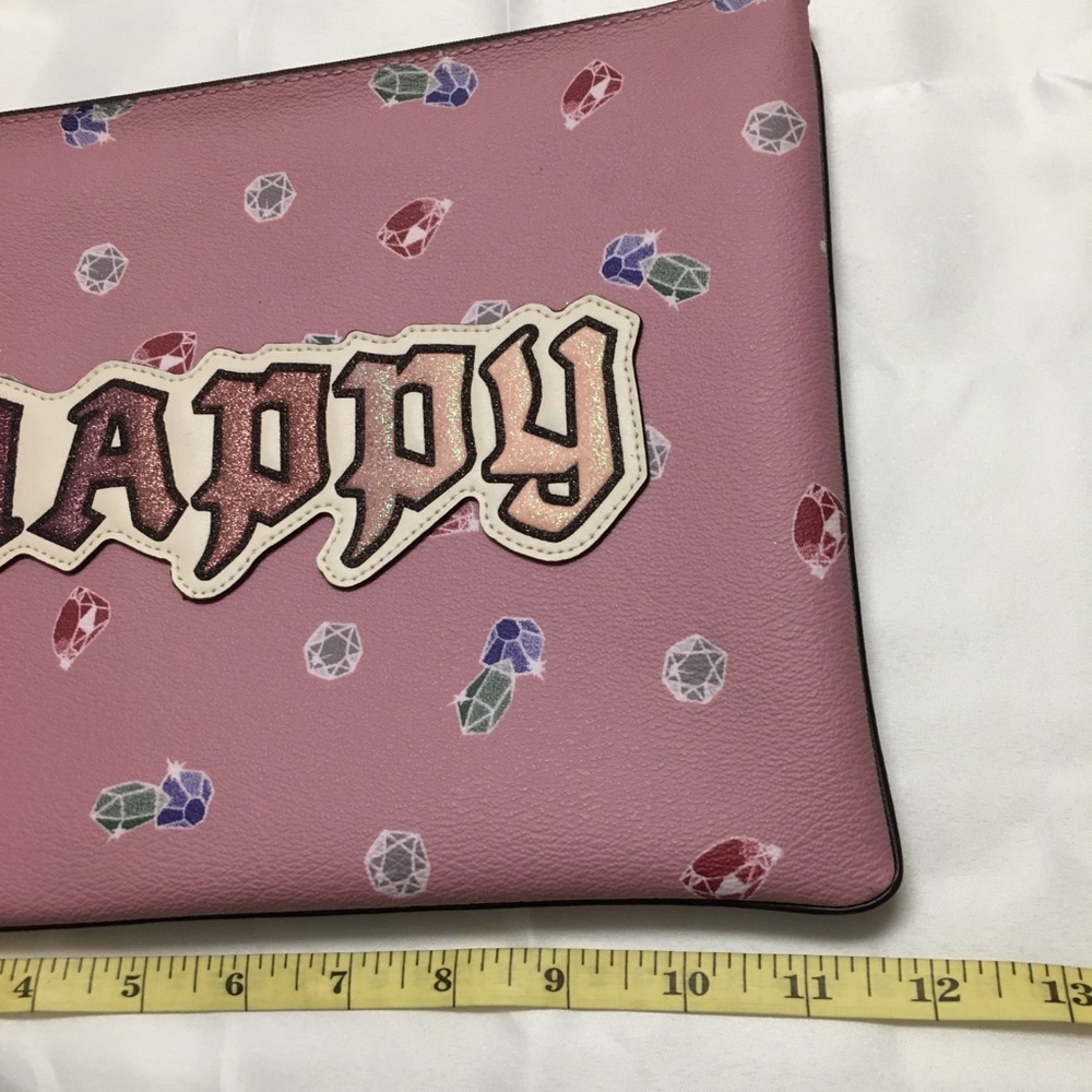 Coach Disney Large Wrislet Clutch Happy Pouch Glitter Pink - Picture 2 of 14